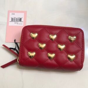 Juicy Couture Cool Red Colorful Love Medium Double ZA Wallet Heart Studs NWT